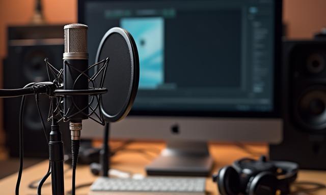 Image of a podcast recording setup used for a student project